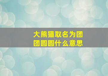 大熊猫取名为团团圆圆什么意思