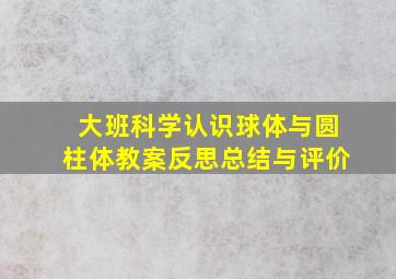 大班科学认识球体与圆柱体教案反思总结与评价