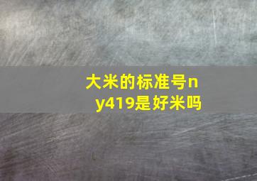 大米的标准号ny419是好米吗