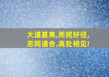 大道甚夷,而民好径,志同道合,高处相见!