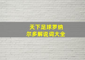 天下足球罗纳尔多解说词大全