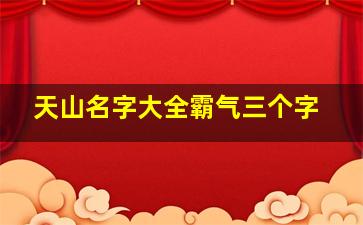 天山名字大全霸气三个字