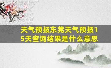 天气预报东莞天气预报15天查询结果是什么意思