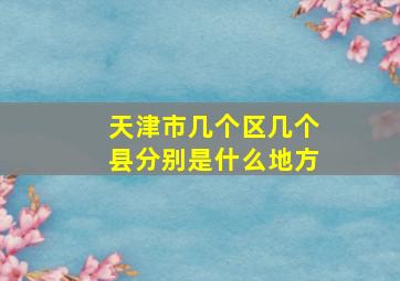 天津市几个区几个县分别是什么地方