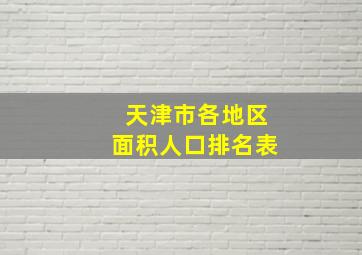 天津市各地区面积人口排名表