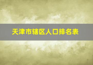 天津市辖区人口排名表