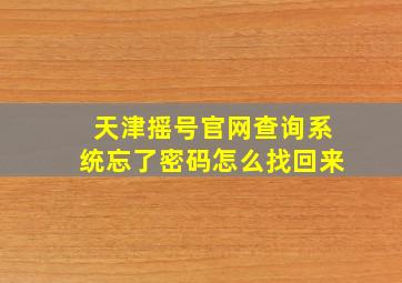 天津摇号官网查询系统忘了密码怎么找回来