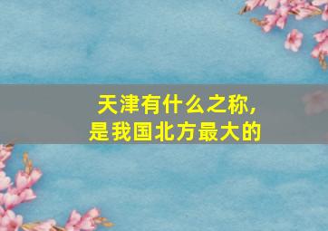 天津有什么之称,是我国北方最大的