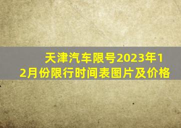 天津汽车限号2023年12月份限行时间表图片及价格