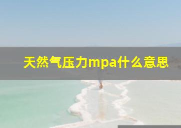 天然气压力mpa什么意思