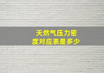 天然气压力密度对应表是多少