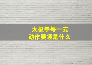 太极拳每一式动作要领是什么