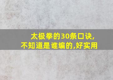 太极拳的30条口诀,不知道是谁编的,好实用