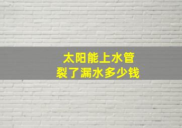 太阳能上水管裂了漏水多少钱