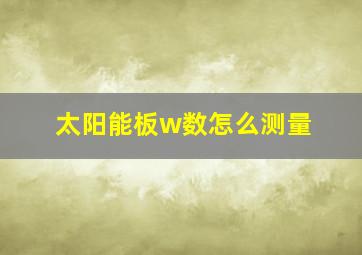 太阳能板w数怎么测量