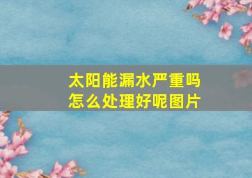 太阳能漏水严重吗怎么处理好呢图片