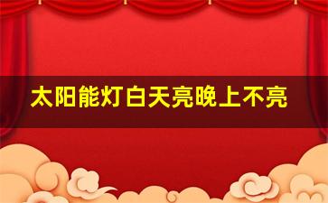 太阳能灯白天亮晚上不亮