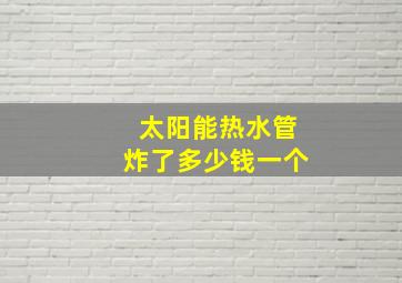 太阳能热水管炸了多少钱一个