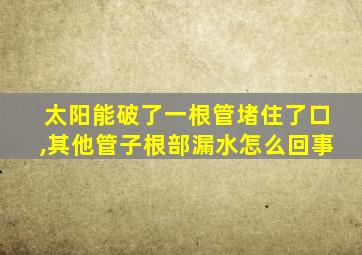 太阳能破了一根管堵住了口,其他管子根部漏水怎么回事