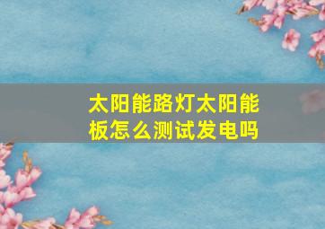 太阳能路灯太阳能板怎么测试发电吗