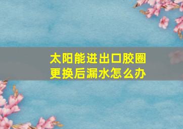 太阳能进出口胶圈更换后漏水怎么办