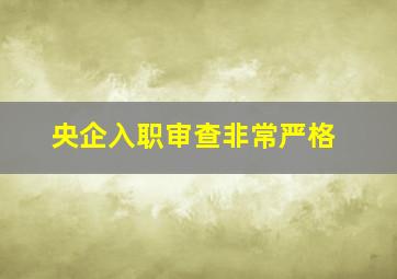 央企入职审查非常严格