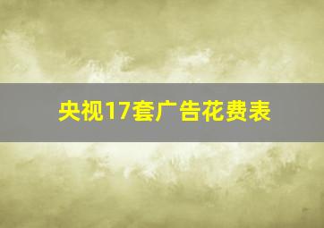 央视17套广告花费表