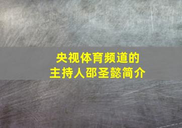 央视体育频道的主持人邵圣懿简介