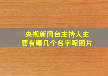 央视新闻台主持人主要有哪几个名字呢图片