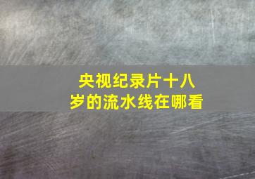 央视纪录片十八岁的流水线在哪看