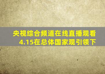 央视综合频道在线直播观看4.15在总体国家观引领下