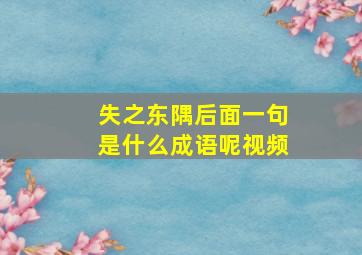 失之东隅后面一句是什么成语呢视频