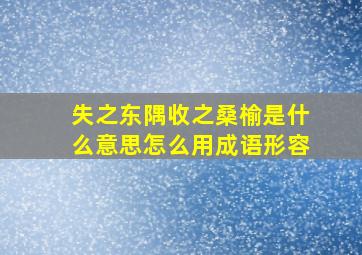 失之东隅收之桑榆是什么意思怎么用成语形容