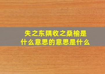 失之东隅收之桑榆是什么意思的意思是什么