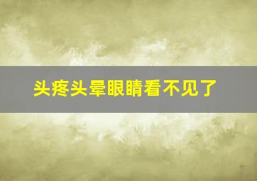 头疼头晕眼睛看不见了