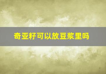 奇亚籽可以放豆浆里吗