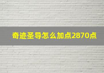 奇迹圣导怎么加点2870点