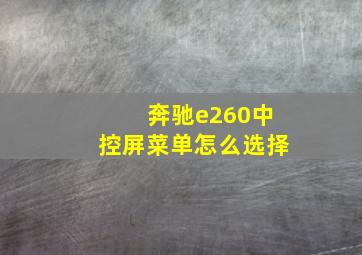 奔驰e260中控屏菜单怎么选择