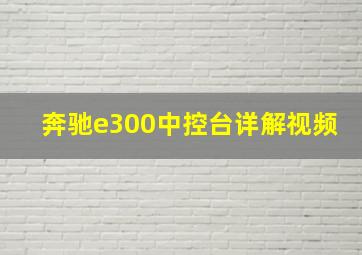 奔驰e300中控台详解视频