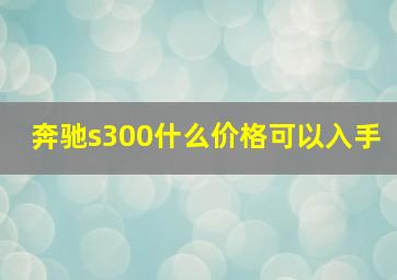 奔驰s300什么价格可以入手