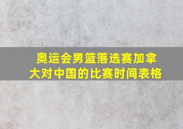 奥运会男篮落选赛加拿大对中国的比赛时间表格