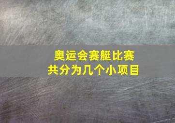 奥运会赛艇比赛共分为几个小项目