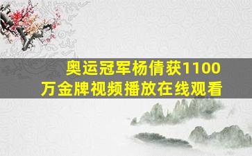 奥运冠军杨倩获1100万金牌视频播放在线观看