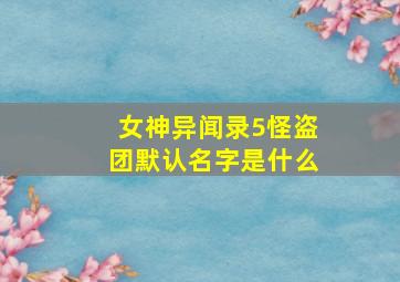 女神异闻录5怪盗团默认名字是什么