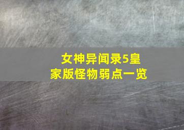 女神异闻录5皇家版怪物弱点一览