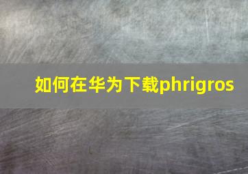 如何在华为下载phrigros