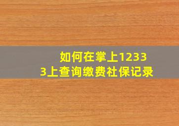 如何在掌上12333上查询缴费社保记录