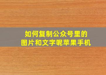 如何复制公众号里的图片和文字呢苹果手机