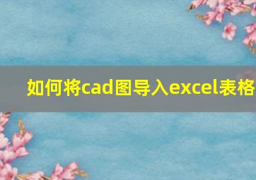 如何将cad图导入excel表格