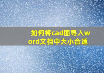 如何将cad图导入word文档中大小合适